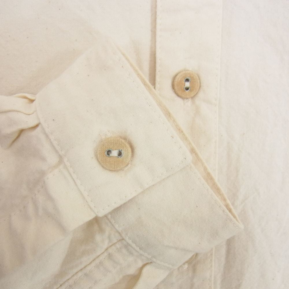 FRANK LEDER フランクリーダー ベッドリネン コットン バンドカラー 長袖 シャツ オフホワイト系 M【中古】