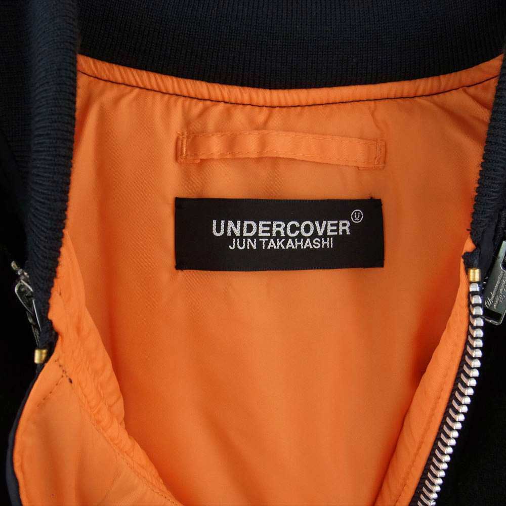 UNDERCOVER アンダーカバー 21AW UC2A4315 × ALPHA アルファ 縮絨フード ベストレイヤード カスタム MA-1 コート ブラック系 ネイビー系 2【中古】