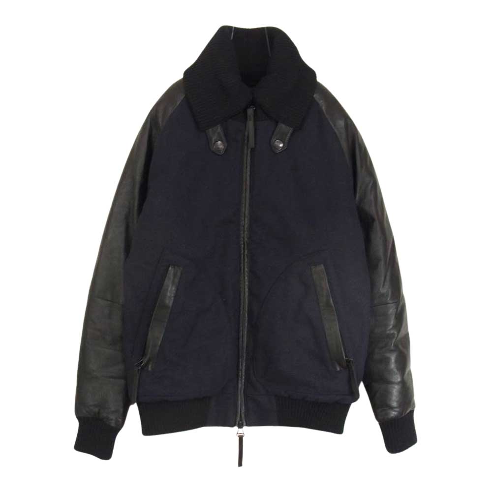 DUVETICA デュベティカ 国内正規品 POLINICE ポリニーチェ 袖レザー ウール  ダウン ジャケット ネイビー系 S【中古】