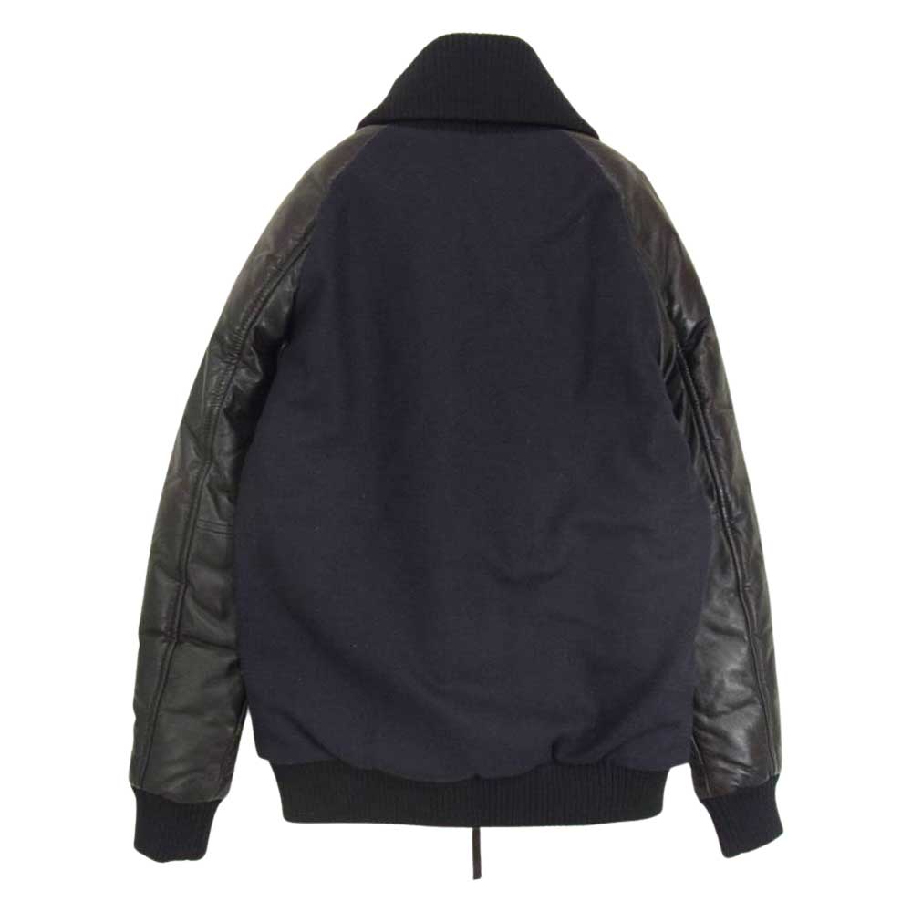 DUVETICA デュベティカ 国内正規品 POLINICE ポリニーチェ 袖レザー ウール  ダウン ジャケット ネイビー系 S【中古】