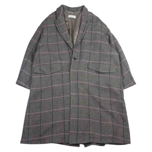 MAISON MARGIELA メゾンマルジェラ 22SS S51AA0308 1ライン 四つタグ オーバーサイズ チェック ウール チェスターコート ブラウン系 36【中古】