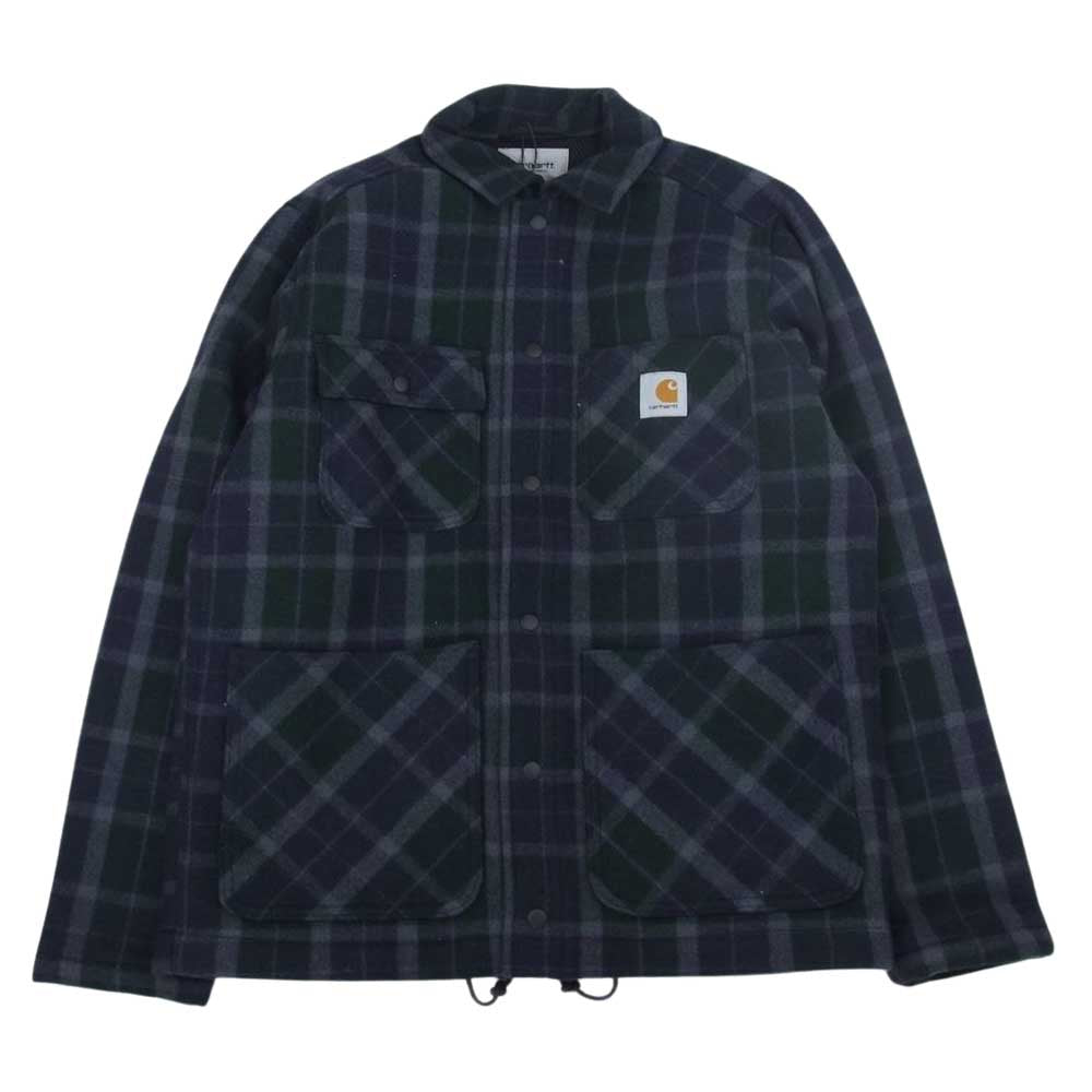 Carhartt カーハート ウール チェック スナップボタン カバーオール ジャケット グレー系 グリーン系 M【中古】
