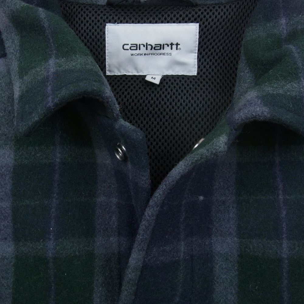 Carhartt カーハート ウール チェック スナップボタン カバーオール ジャケット グレー系 グリーン系 M【中古】