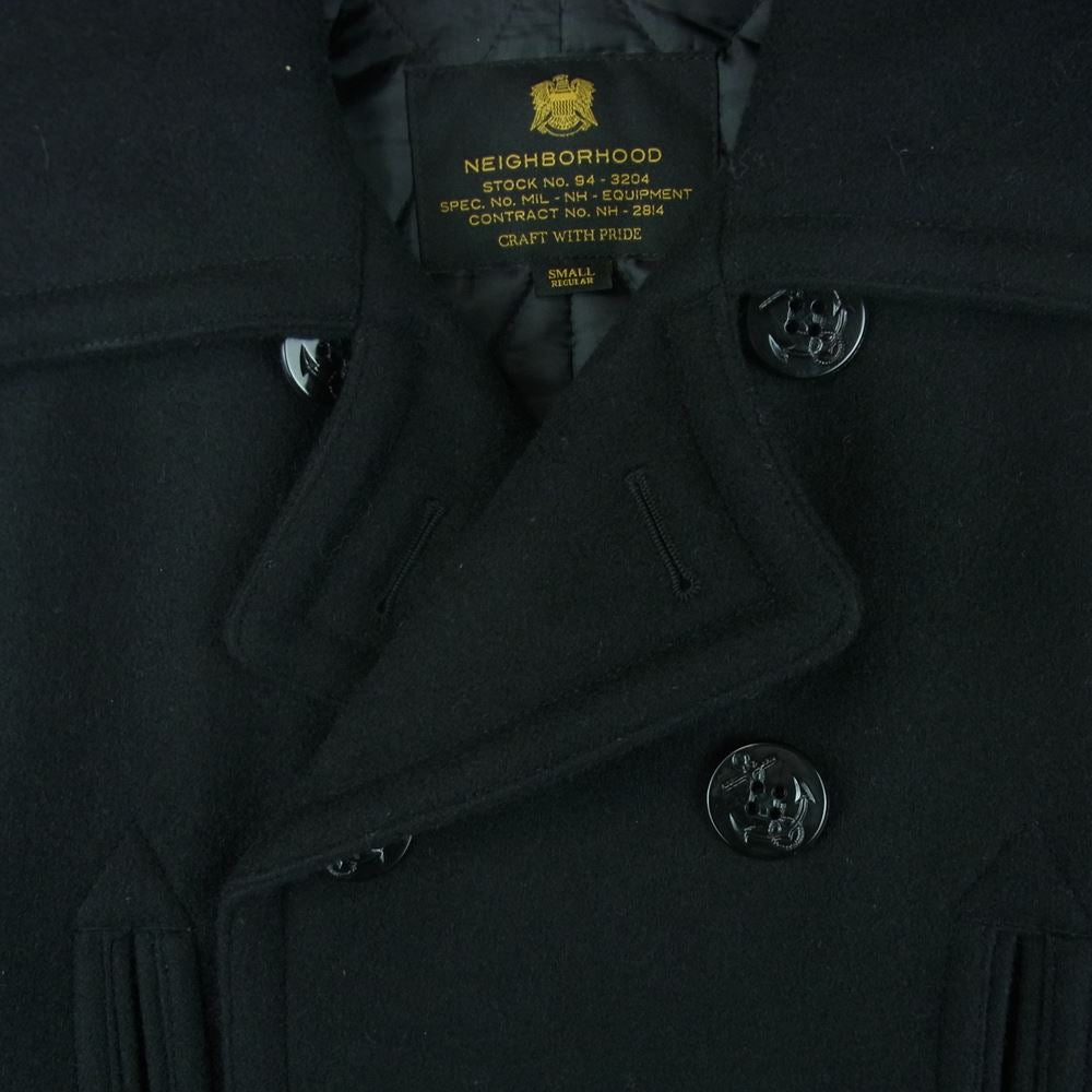 NEIGHBORHOOD ネイバーフッド 16AW 162aqnh-jkm01 P WN COAT メルトン Pコート ピーコート ウール 日本製 ブラック系 S【中古】
