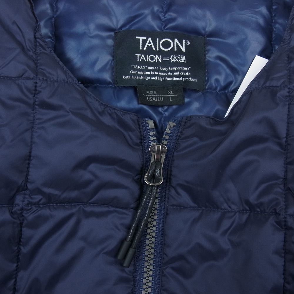 タイオン クルーネック Wジップ ニット スリーブ ダウン ジャケット ネイビー系 XL【新古品】【未使用】【中古】