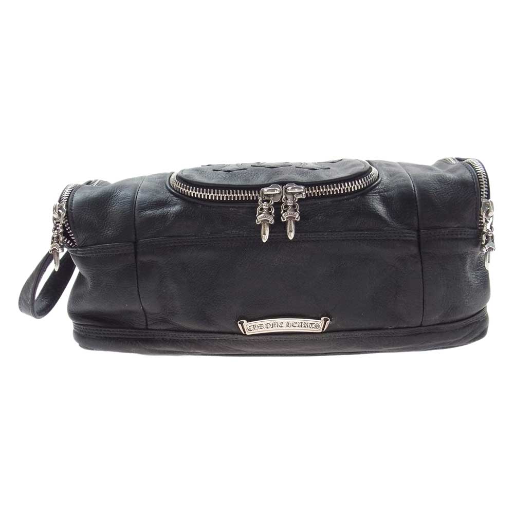 CHROME HEARTS クロムハーツ（原本無） トイレタリー ダッフル 3セメタリー レザー ショルダー バッグ ブラック系【中古】