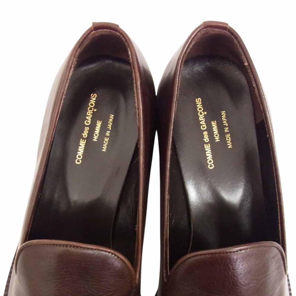 COMME des GARCONS HOMME コムデギャルソンオム プレーントゥ スリッポン レザー オペラシューズ ブラウン系 25.5cm【美品】【中古】