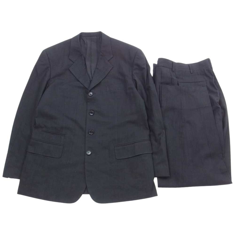 COMME des GARCONS HOMME コムデギャルソンオム HJ-02010S ヴィンテージ シルク コットン 4B テーラード ジャケット パンツ スラックス セットアップ ブラック系 S【中古】