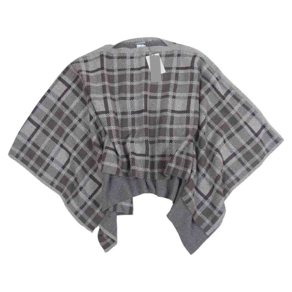 theory セオリー 16AW 6301751 ジャガードチェック ニット ポンチョ グレー系 ブラウン系 38【新古品】【未使用】【中古】
