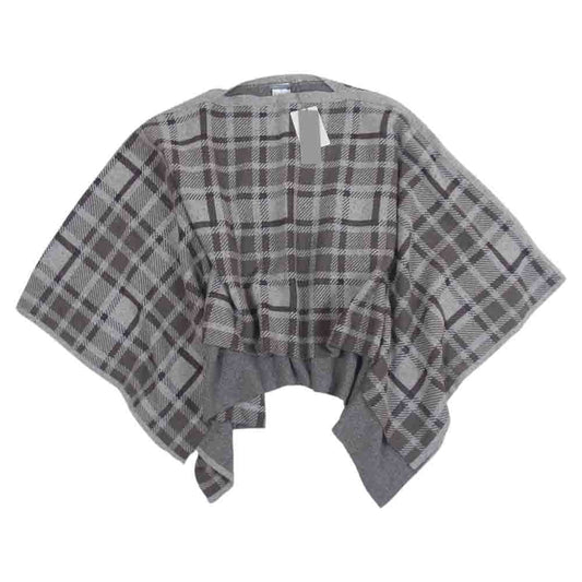 theory セオリー 16AW 6301751 ジャガードチェック ニット ポンチョ グレー系 ブラウン系 38【新古品】【未使用】【中古】