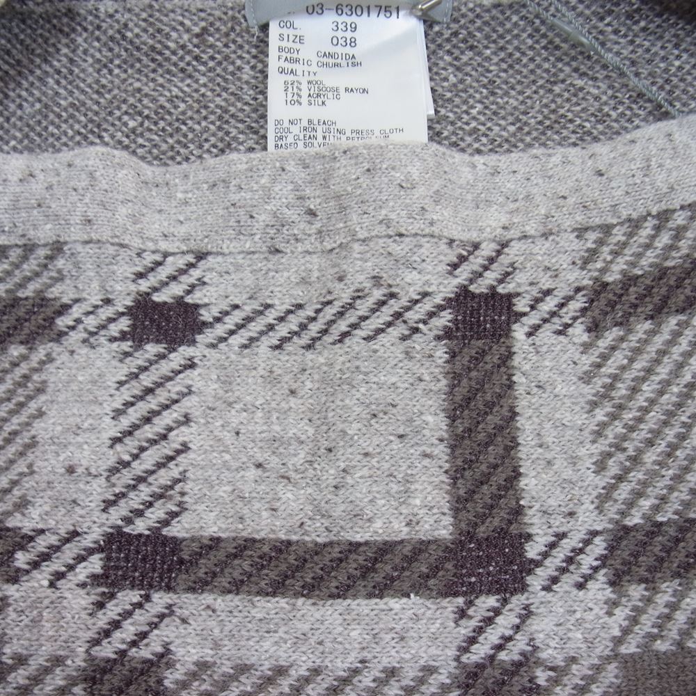 theory セオリー 16AW 6301751 ジャガードチェック ニット ポンチョ グレー系 ブラウン系 38【新古品】【未使用】【中古】