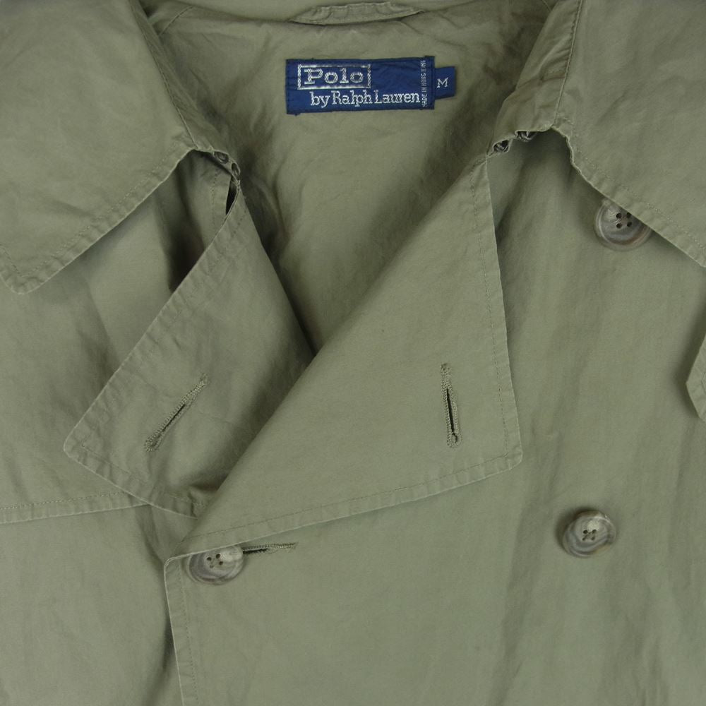 POLO RALPH LAUREN ポロ・ラルフローレン P060551 90s ヴィンテージ トレンチ コート 香港製 グレイッシュカーキ系 M【中古】