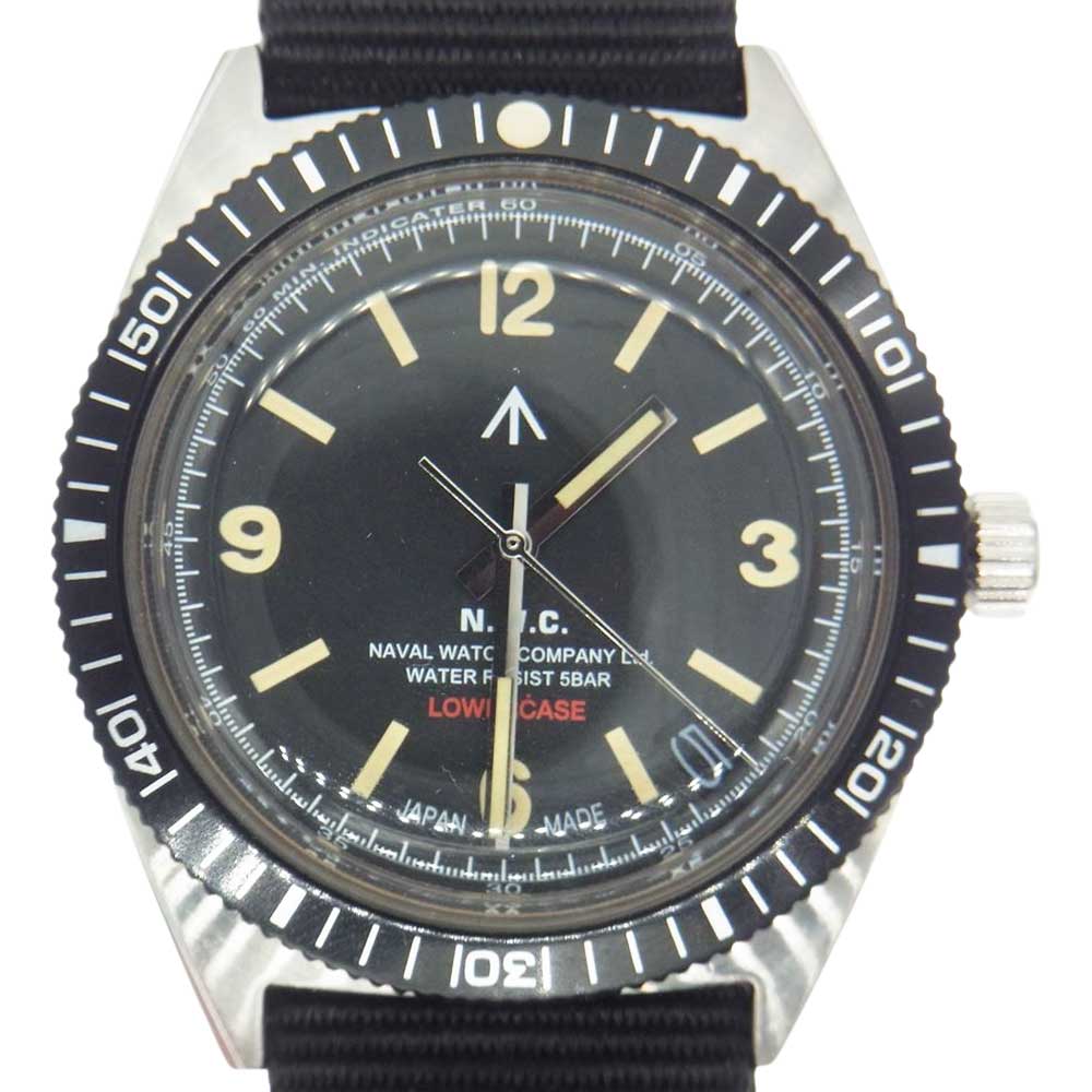ナバルウォッチ VJ52 NAVAL WATCH LOWERCASE ロウワーケース 回転 ベゼル 時計 ウオッチ ブラック系【極上美品】【中古】