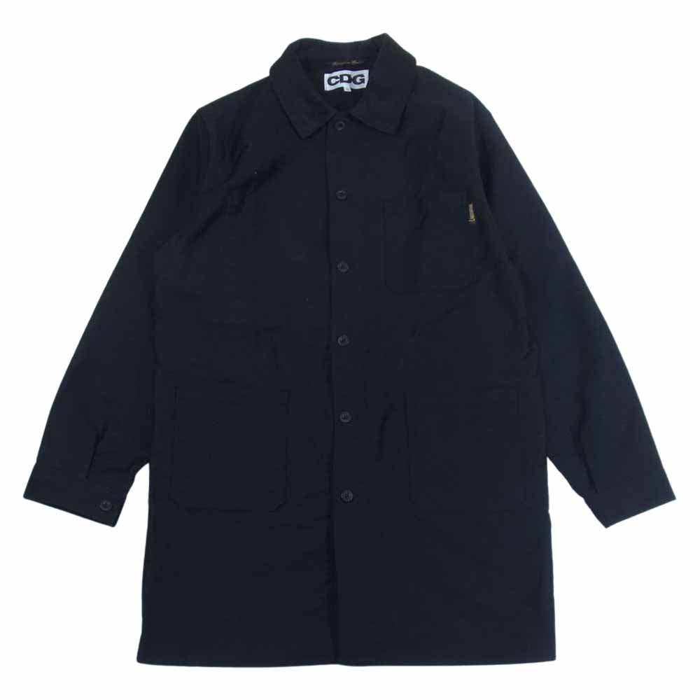 COMME des GARCONS コムデギャルソン 18AW SZ-J009 LE LABOUREUR ルラブルール フランス製 CDG バックロゴプリント カバーオール ジャケット コート ブラック系 L【中古】
