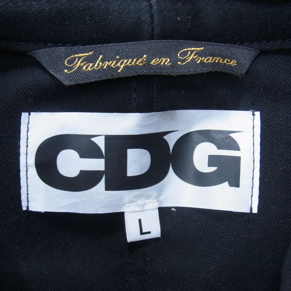 COMME des GARCONS コムデギャルソン 18AW SZ-J009 LE LABOUREUR ルラブルール フランス製 CDG バックロゴプリント カバーオール ジャケット コート ブラック系 L【中古】