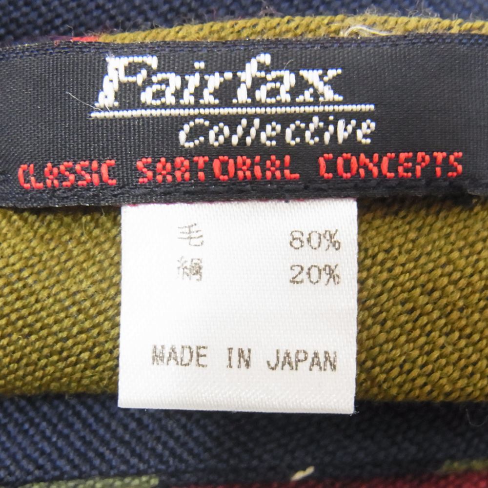 ケネスフィールド FAIRFAX フェアファクス 4フェイス ストライプ シルク混 ウール ネクタイ リバーシブル ネクタイ グリーン系【中古】