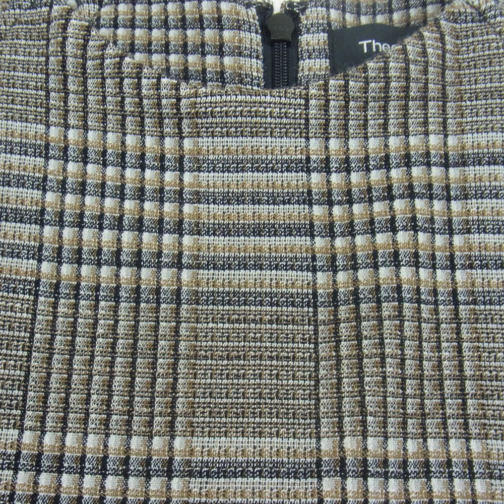 theory セオリー チェック ウール ノースリーブ ワンピース ブラウン系【中古】