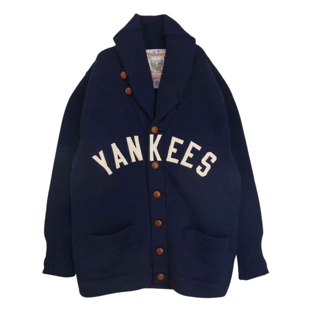 ミッチェルアンドネス Cooperstown Collection NY KNIT CARDIGAN ニューヨーク ヤンキース カーディガン ネイビー系 M【中古】