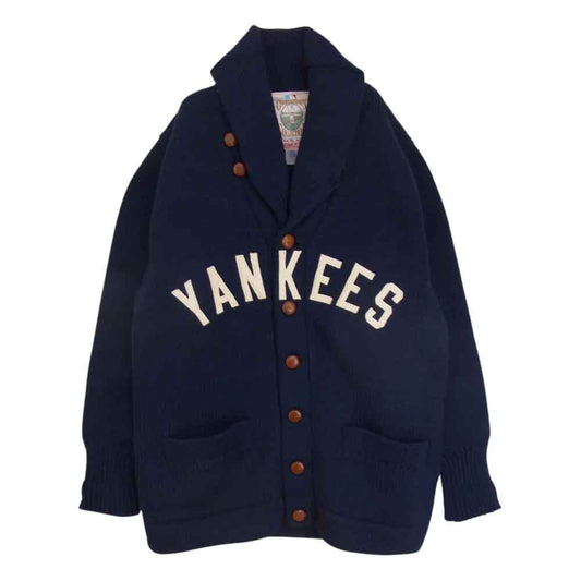 ミッチェルアンドネス Cooperstown Collection NY KNIT CARDIGAN ニューヨーク ヤンキース カーディガン ネイビー系 M【中古】