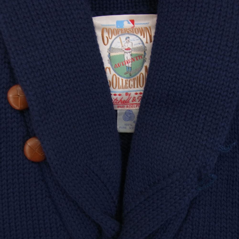 ミッチェルアンドネス Cooperstown Collection NY KNIT CARDIGAN ニューヨーク ヤンキース カーディガン ネイビー系 M【中古】