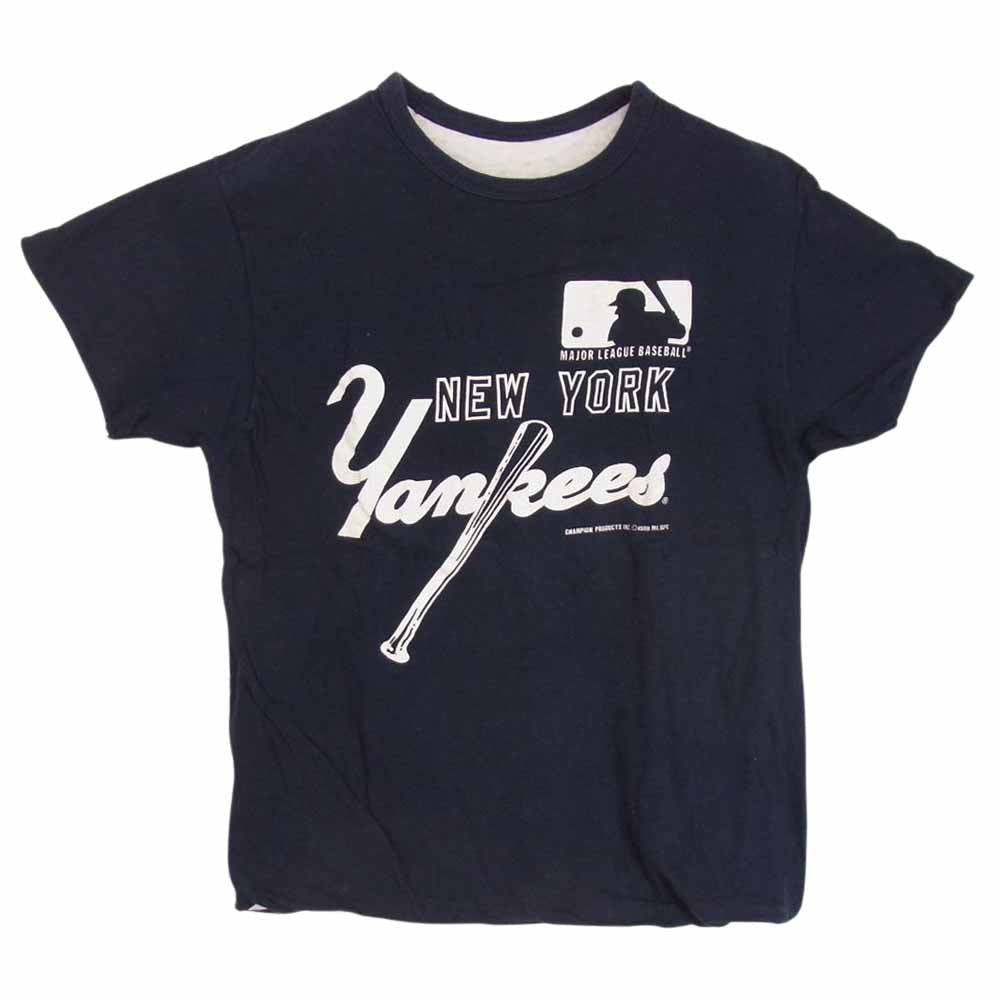 Champion チャンピオン ヴィンテージ 80s トリコタグ ニューヨーク ヤンキース リバーシブル Tシャツ ネイビー系 L【中古】