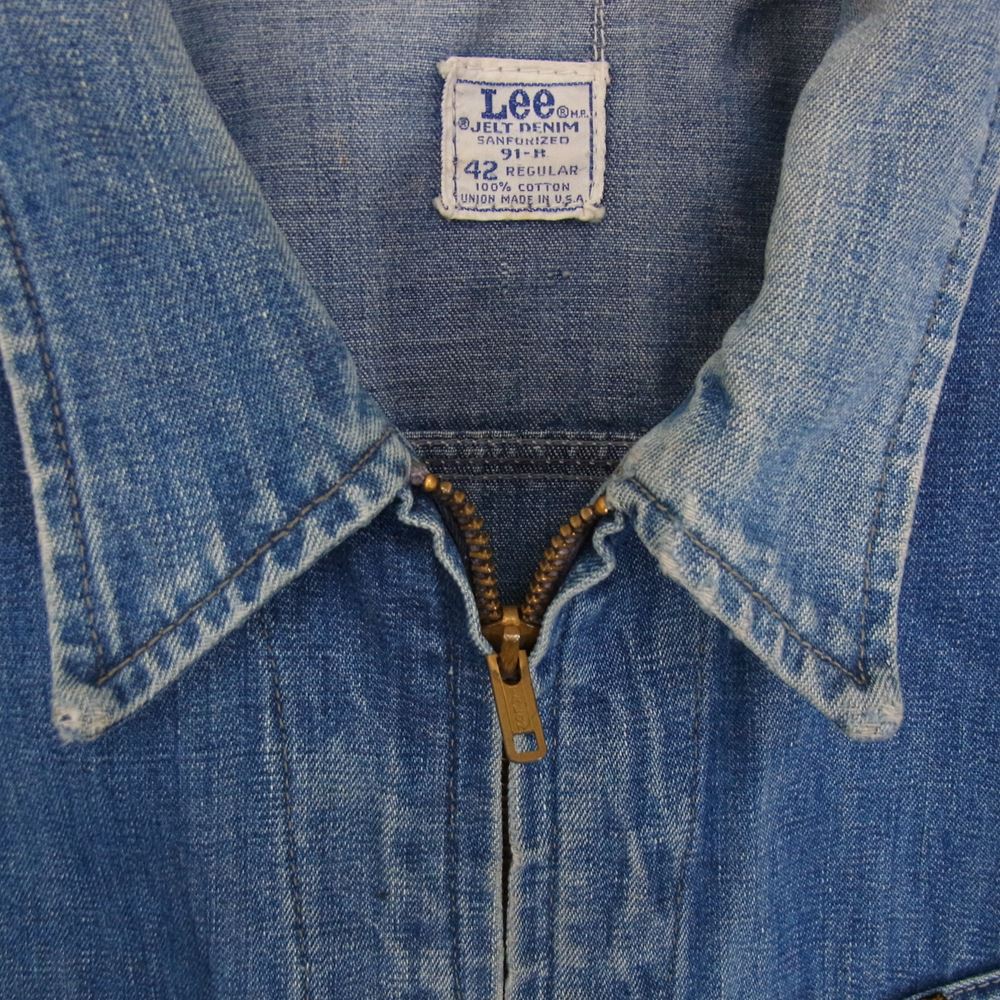 Lee リー ヴィンテージ 70s 91-R デニム ジップ ジャケット インディゴブルー系 42【中古】