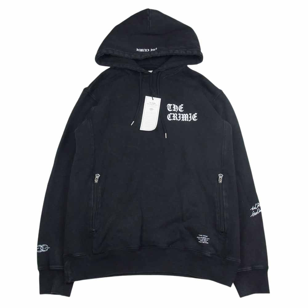 CRIMIE クライミー CR1-02A5-CL72 VINTAGE OVERDYE OLD ENGLISH LOGO HOODIE ヴィンテージ加工 オーバーダイ ロゴ パーカー フーディ ブラック系 L【中古】