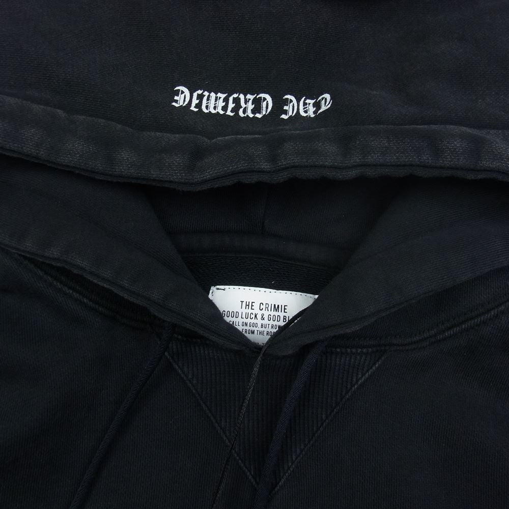 CRIMIE クライミー CR1-02A5-CL72 VINTAGE OVERDYE OLD ENGLISH LOGO HOODIE ヴィンテージ加工 オーバーダイ ロゴ パーカー フーディ ブラック系 L【中古】