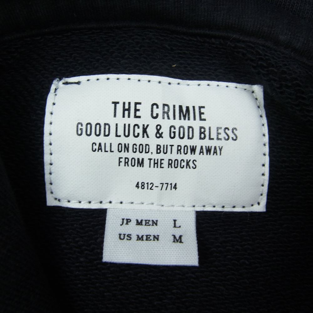 CRIMIE クライミー CR1-02A5-CL72 VINTAGE OVERDYE OLD ENGLISH LOGO HOODIE ヴィンテージ加工 オーバーダイ ロゴ パーカー フーディ ブラック系 L【中古】