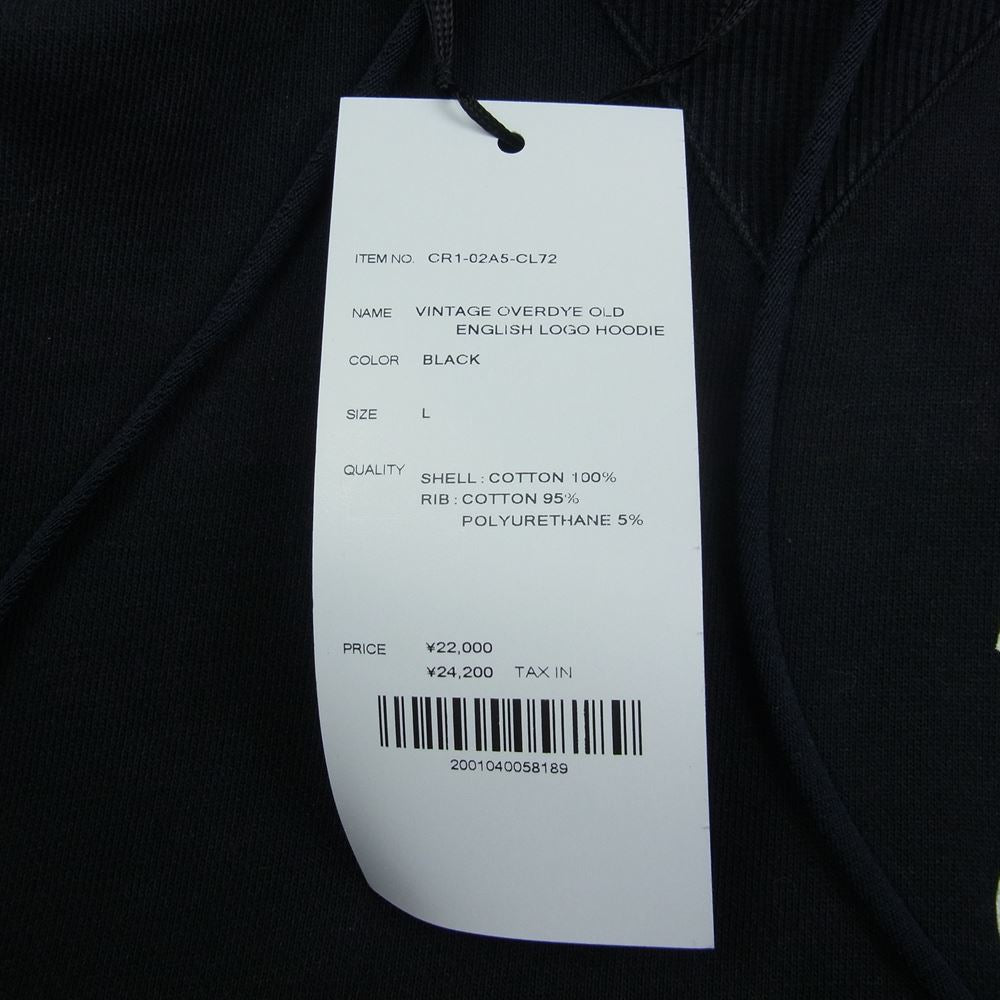 CRIMIE クライミー CR1-02A5-CL72 VINTAGE OVERDYE OLD ENGLISH LOGO HOODIE ヴィンテージ加工 オーバーダイ ロゴ パーカー フーディ ブラック系 L【中古】