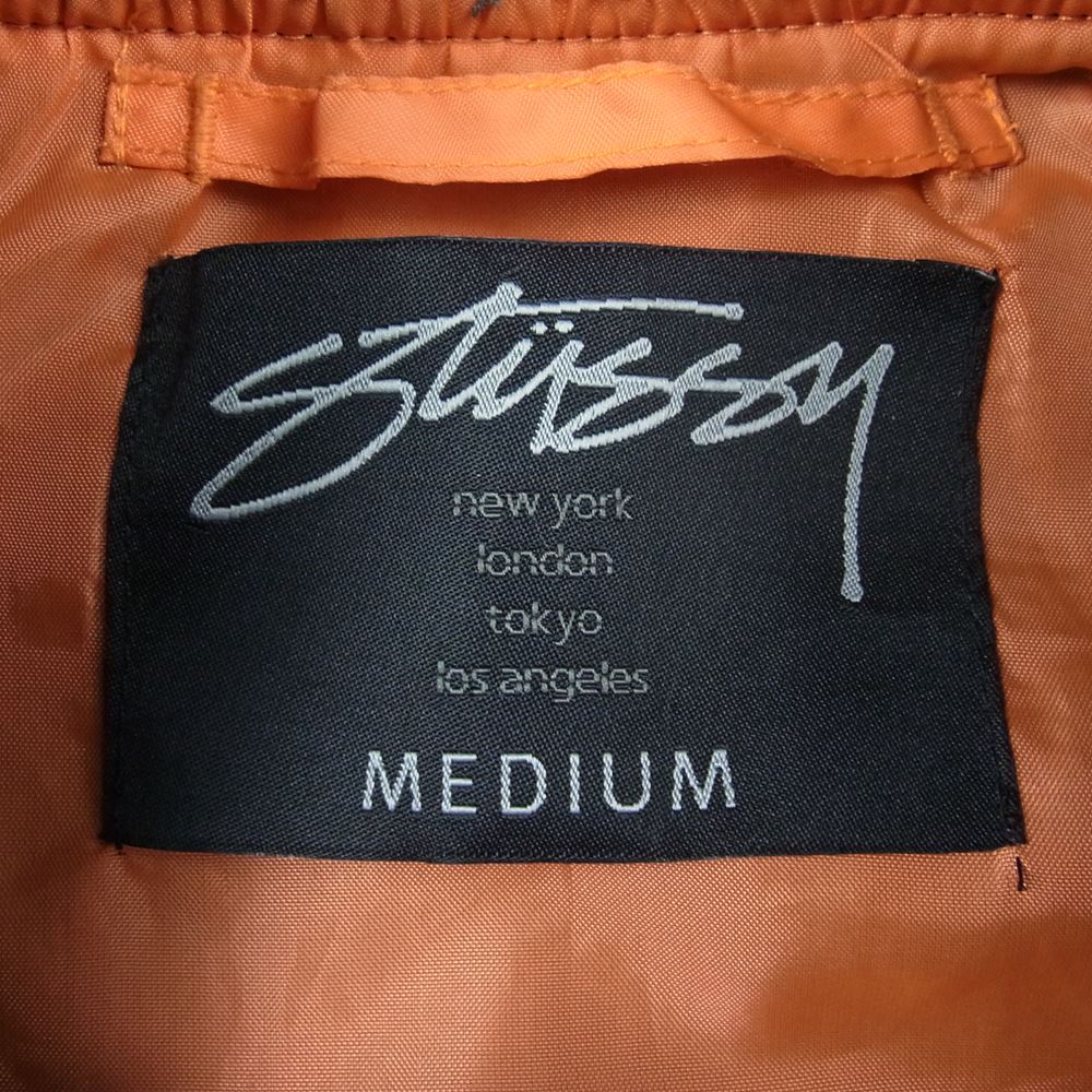 STUSSY ステューシー ONE WORLD ONE LOVE タイガー ワッペン フライト MA-1 ブルゾン ブラック系 M【中古】