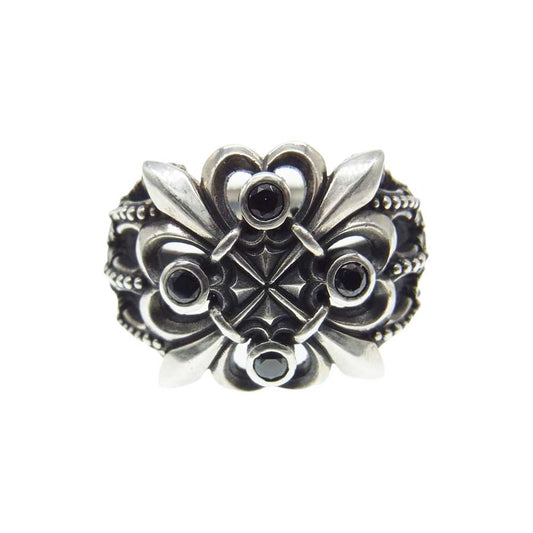 Justin Davis ジャスティンデイビス SRJ595 ギャランティ付属 クラウンモチーフ ジルコニア クロス リング シルバー系 21号【中古】