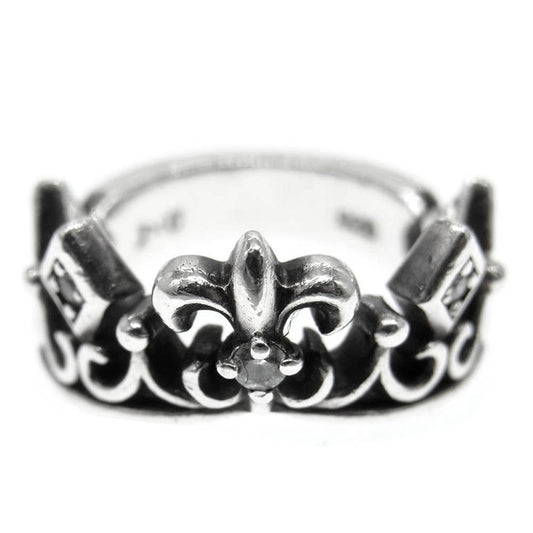 Justin Davis ジャスティンデイビス  J×U フレア クラウン ストーン リング シルバー系 7号【中古】