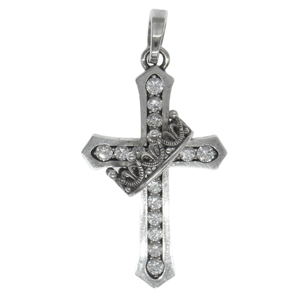 Justin Davis ジャスティンデイビス SPJ122-1 2 CLR CROSS WITH CROWN STONE クロスウィズクラウン ペンダントトップ シルバー系【中古】