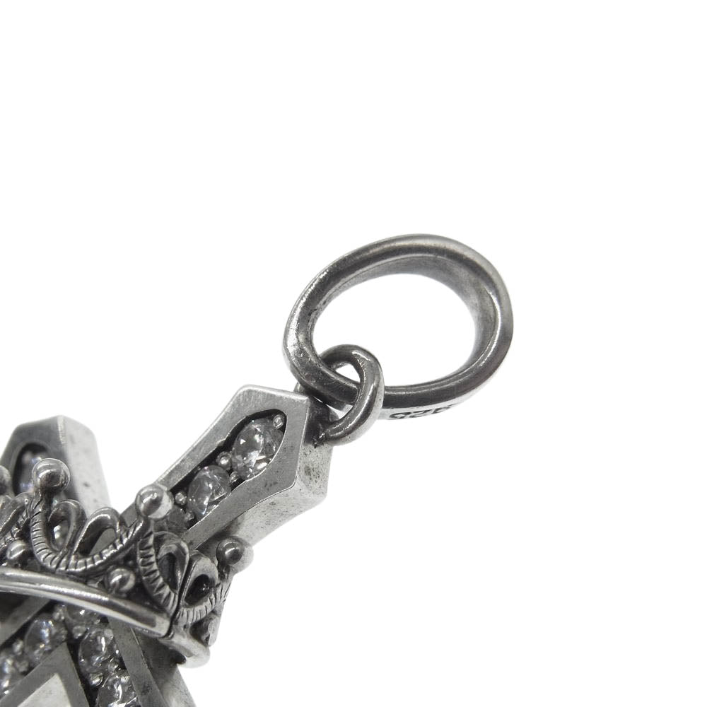 Justin Davis ジャスティンデイビス SPJ122-1 2 CLR CROSS WITH CROWN STONE クロスウィズクラウン ペンダントトップ シルバー系【中古】