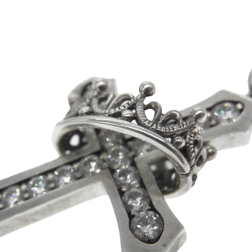 Justin Davis ジャスティンデイビス SPJ122-1 2 CLR CROSS WITH CROWN STONE クロスウィズクラウン ペンダントトップ シルバー系【中古】