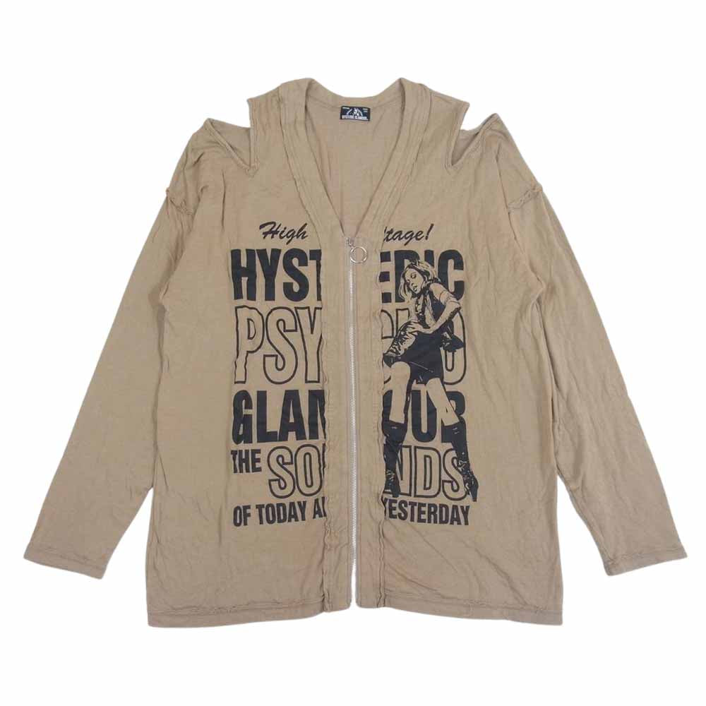HYSTERIC GLAMOUR ヒステリックグラマー 01211CD02 PSYCHO SOUNDS プリント カーディガン ベージュ系 FREE【中古】