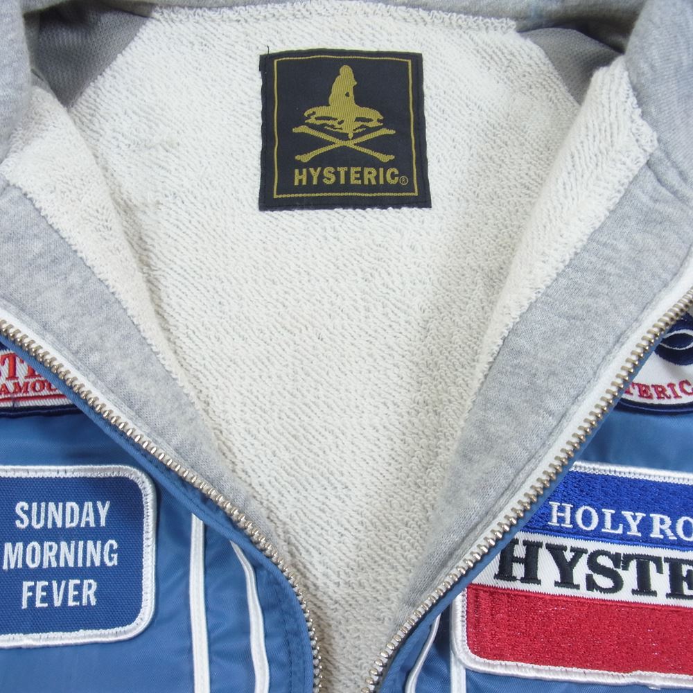 HYSTERIC GLAMOUR ヒステリックグラマー 0203AB03  フーデッド ナイロン ジャケット レーシング ジャンパー ライトブルー系 S【中古】