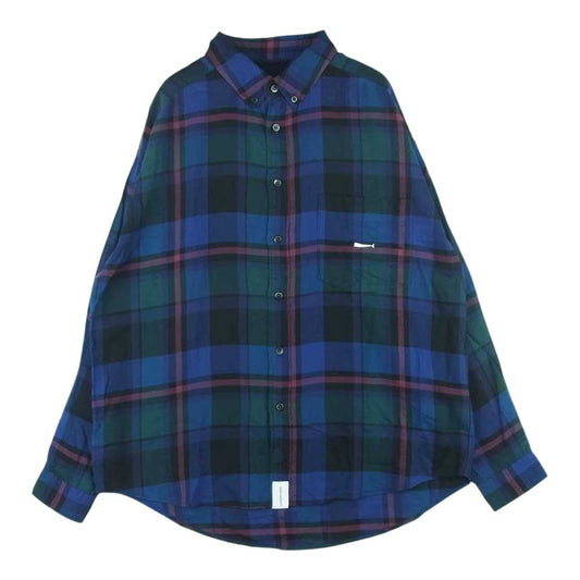 DESCENDANT ディセンダント Check Shirt ロングスリーブ 長袖 チェック シャツ ブルー系 グリーン系 レッド系 1【中古】