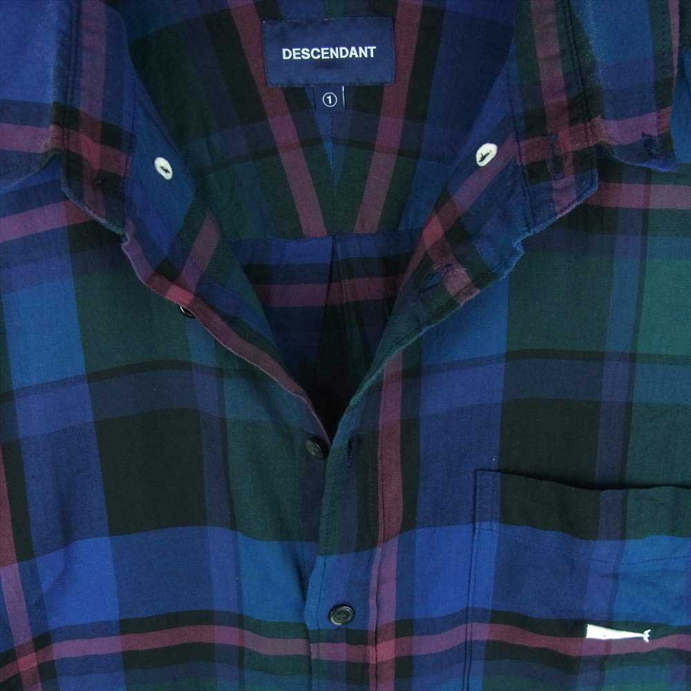 DESCENDANT ディセンダント Check Shirt ロングスリーブ 長袖 チェック シャツ ブルー系 グリーン系 レッド系 1【中古】