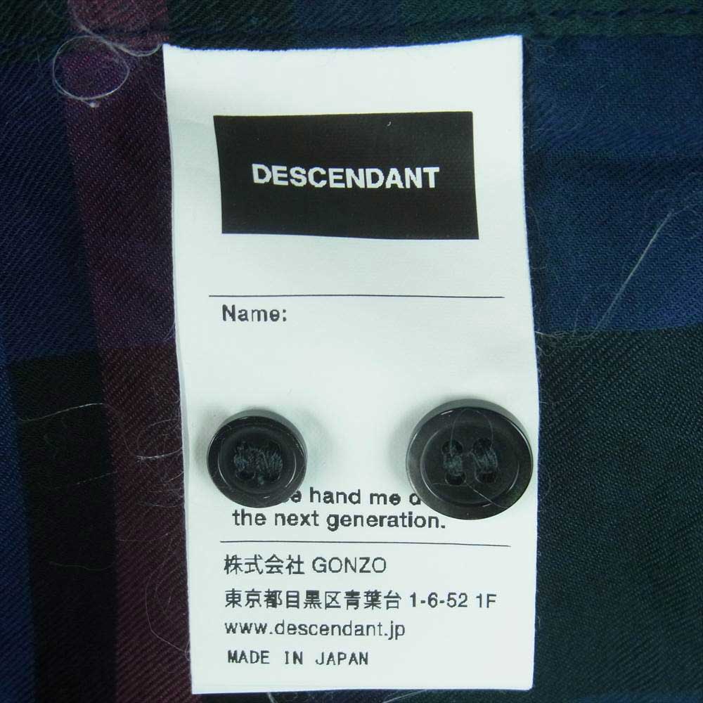 DESCENDANT ディセンダント Check Shirt ロングスリーブ 長袖 チェック シャツ ブルー系 グリーン系 レッド系 1【中古】
