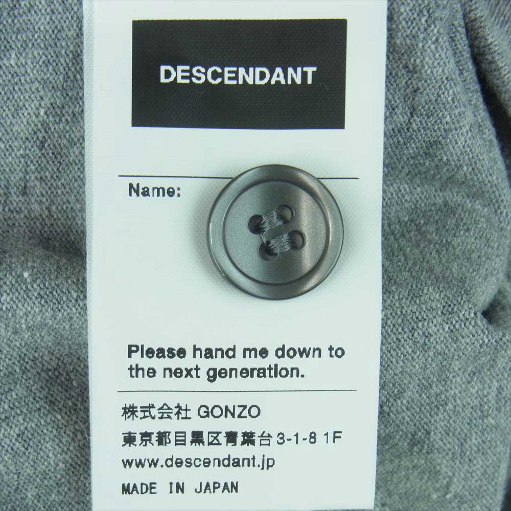 DESCENDANT ディセンダント 19SS 191ATDS-CSM41 NURSE CARDIGAN コットン カーディガン グレー系 2【美品】【中古】