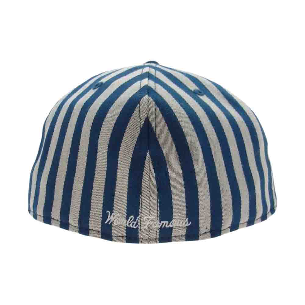 Supreme シュプリーム 13AW  Striped Box Logo New Era Cap ニューエラ ストライプ ボックスロゴ キャップ ブルー系 オフホワイト系 58.7cm【中古】