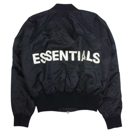 ESSENTIAL DESIGNS エッセンシャルデザインズ FOG フィアオブゴッド バックロゴ ボンバー フライト ジャケット ブラック系 XS【中古】