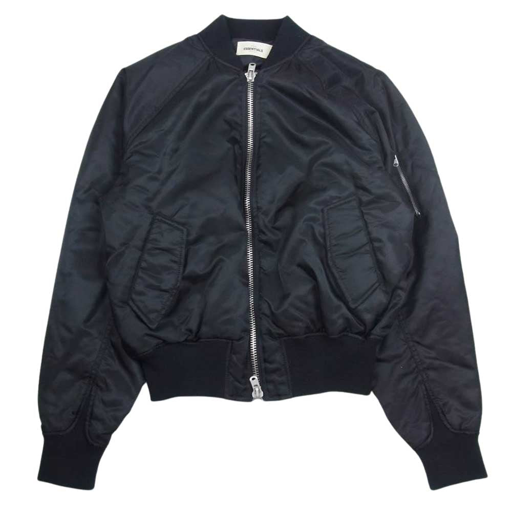 ESSENTIAL DESIGNS エッセンシャルデザインズ FOG フィアオブゴッド バックロゴ ボンバー フライト ジャケット ブラック系 XS【中古】