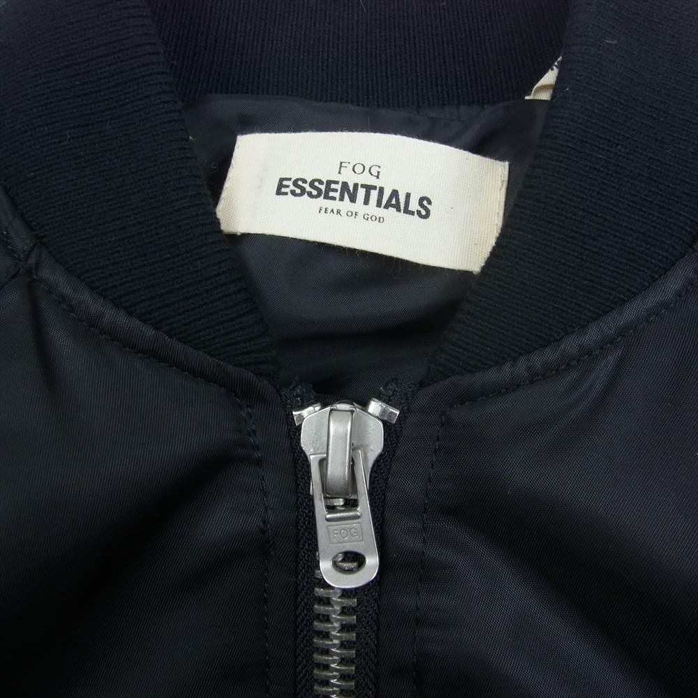 ESSENTIAL DESIGNS エッセンシャルデザインズ FOG フィアオブゴッド バックロゴ ボンバー フライト ジャケット ブラック系 XS【中古】