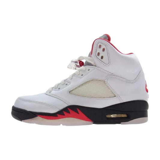 NIKE ナイキ DA1911-102 AIR JORDAN 5 RETRO FIRE RED エアジョーダン 5 レトロ ファイアレッド ハイカット スニーカー ホワイト系 レッド系 25.0cm【新古品】【未使用】【中古】