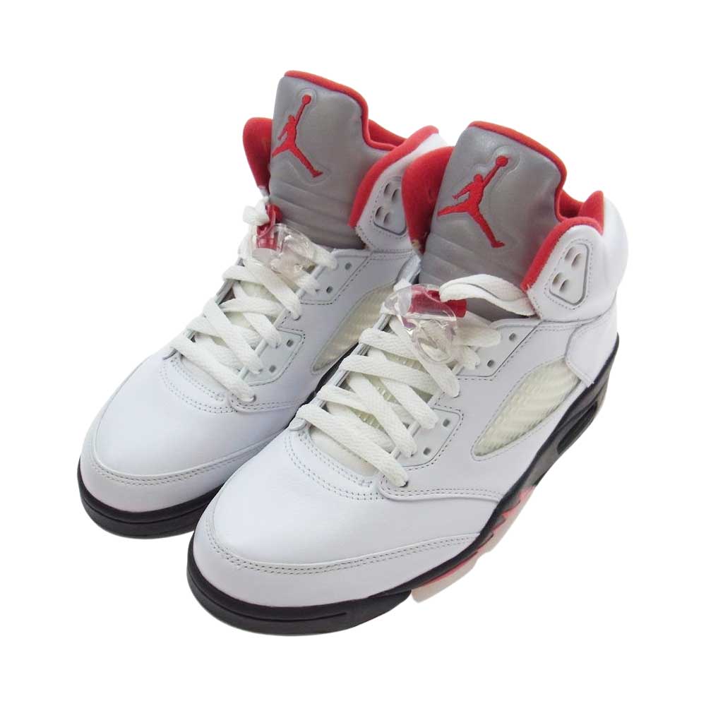 NIKE ナイキ DA1911-102 AIR JORDAN 5 RETRO FIRE RED エアジョーダン 5 レトロ ファイアレッド ハイカット スニーカー ホワイト系 レッド系 25.0cm【新古品】【未使用】【中古】