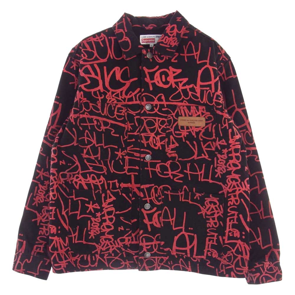 Supreme シュプリーム 18AW  × C.D.G SHIRT Printed Canvas Chore Coat コート ジャケット ブラック系 レッド系 S【中古】