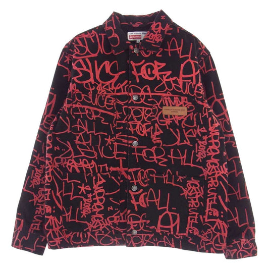 Supreme シュプリーム 18AW  × C.D.G SHIRT Printed Canvas Chore Coat コート ジャケット ブラック系 レッド系 S【中古】